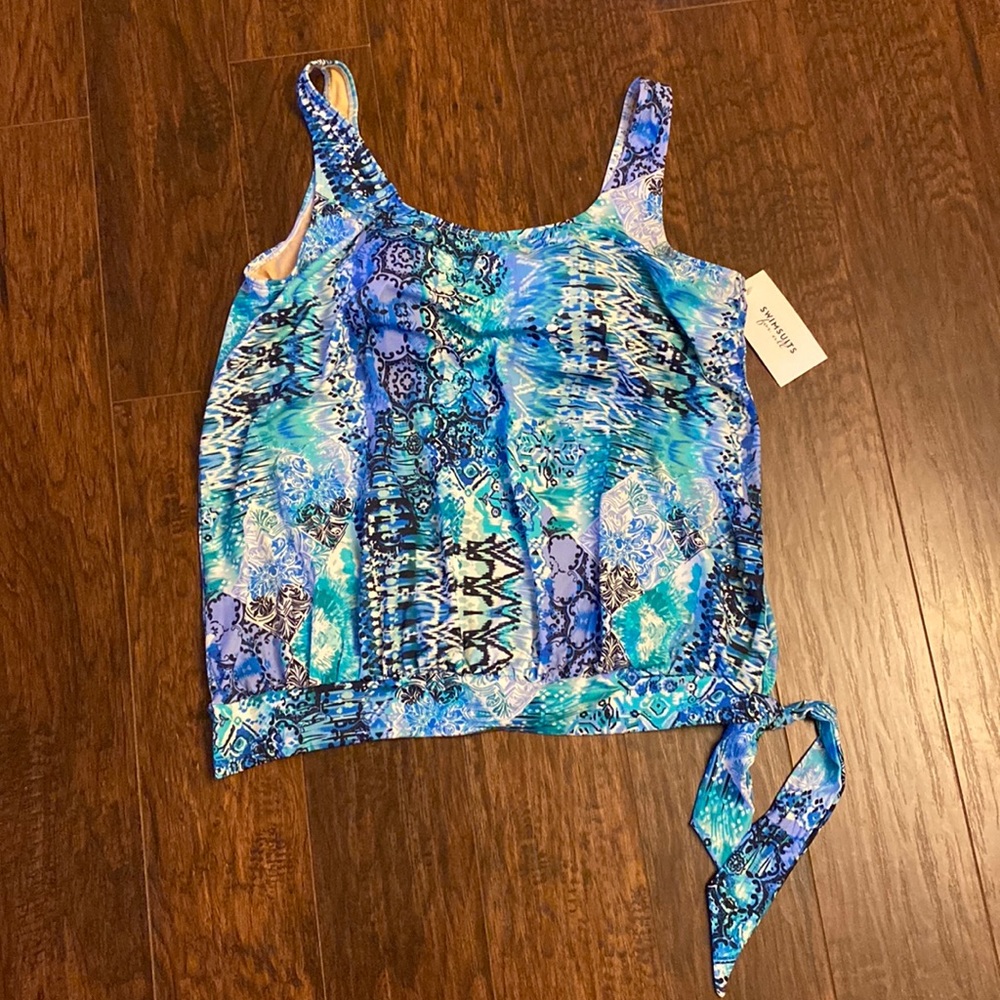 NWT Swimsuits For All Side tie Blouson Tankini Top